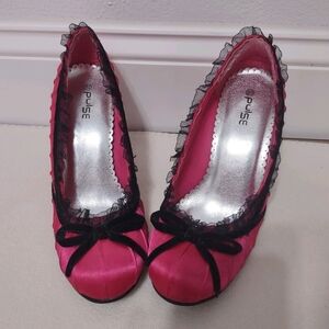 Pink Satin Bow Heels